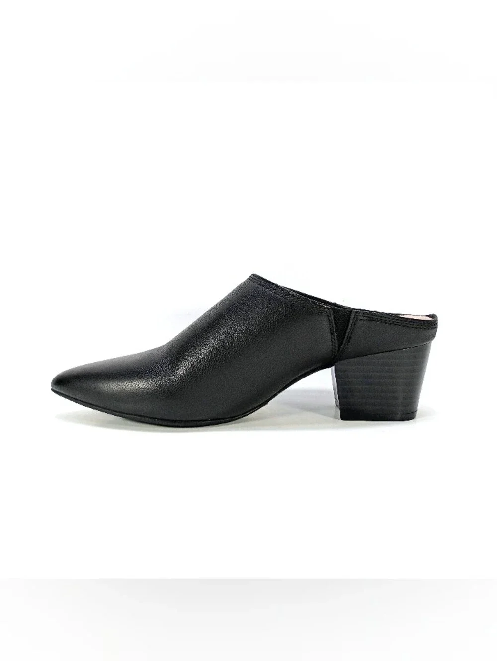Clarks Ellanie Pace Womens 6.5 Black Leather Point Toe Slip On Block Heel Pumps